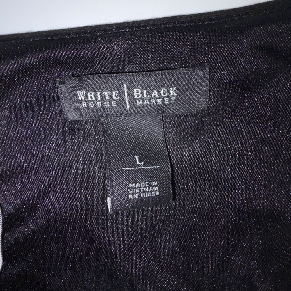 White House Black‎ Market Striped Ruched Sheath Dress Black White Square Neck L - Picture 2 of 7
